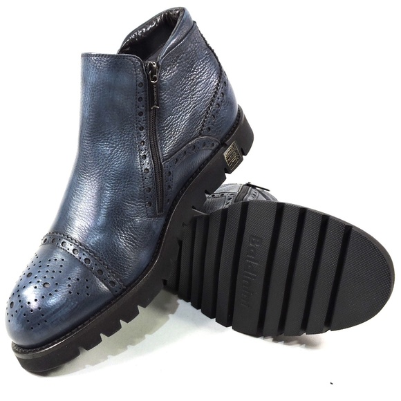BALDININI ?? MEN\'S BLUE LEATHER COMFORT WINTER BOOTIE